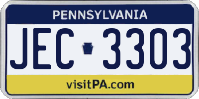 PA license plate JEC3303