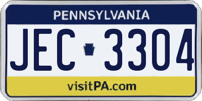 PA license plate JEC3304