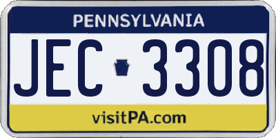 PA license plate JEC3308