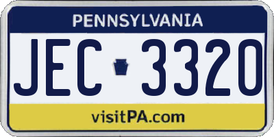 PA license plate JEC3320