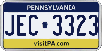 PA license plate JEC3323