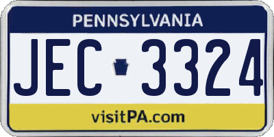 PA license plate JEC3324