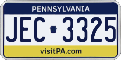 PA license plate JEC3325