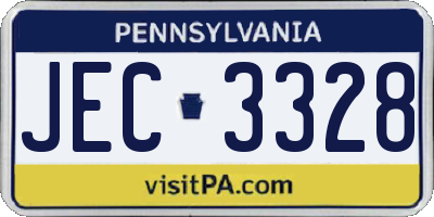 PA license plate JEC3328
