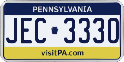 PA license plate JEC3330