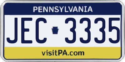 PA license plate JEC3335