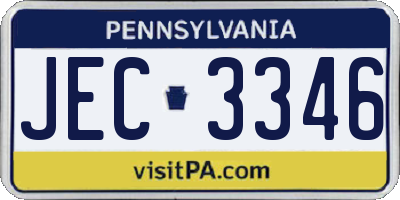 PA license plate JEC3346