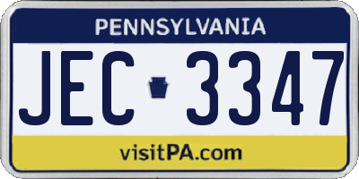 PA license plate JEC3347