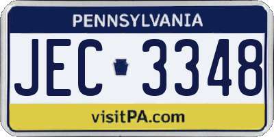 PA license plate JEC3348