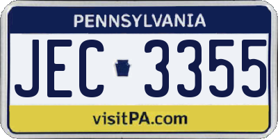 PA license plate JEC3355