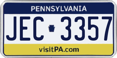 PA license plate JEC3357