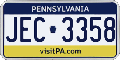 PA license plate JEC3358