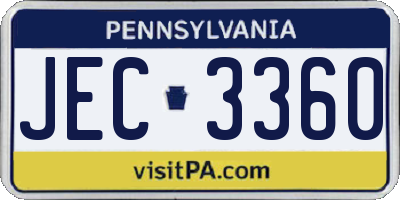 PA license plate JEC3360