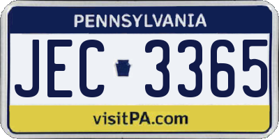PA license plate JEC3365