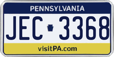 PA license plate JEC3368