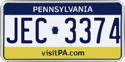 PA license plate JEC3374