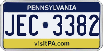 PA license plate JEC3382