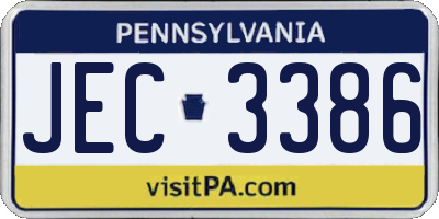 PA license plate JEC3386