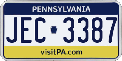 PA license plate JEC3387