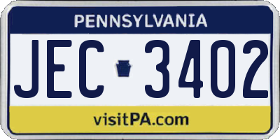 PA license plate JEC3402