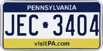 PA license plate JEC3404