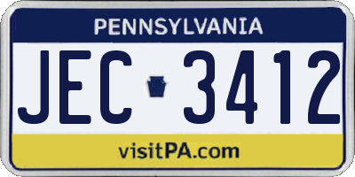 PA license plate JEC3412