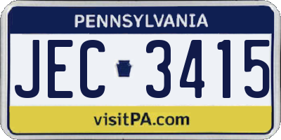PA license plate JEC3415