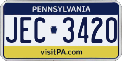PA license plate JEC3420