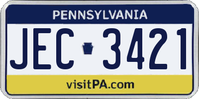 PA license plate JEC3421