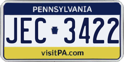 PA license plate JEC3422