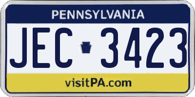 PA license plate JEC3423