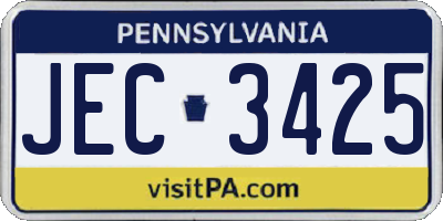 PA license plate JEC3425