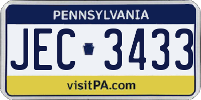 PA license plate JEC3433