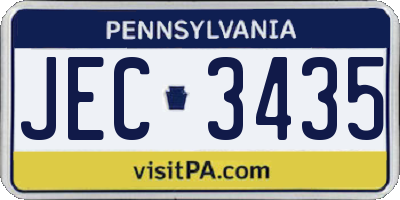 PA license plate JEC3435