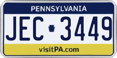 PA license plate JEC3449
