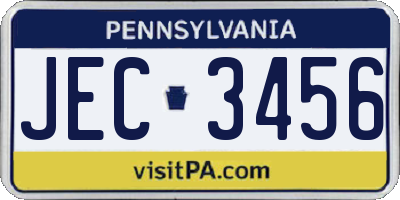 PA license plate JEC3456