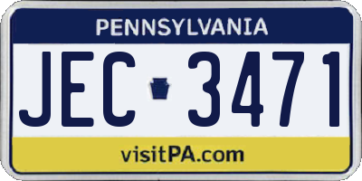 PA license plate JEC3471