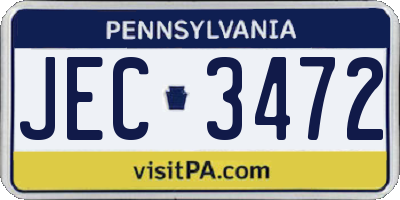 PA license plate JEC3472