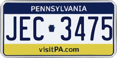PA license plate JEC3475
