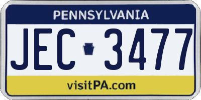 PA license plate JEC3477