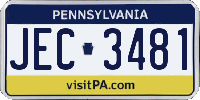 PA license plate JEC3481