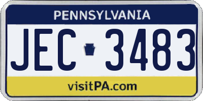PA license plate JEC3483