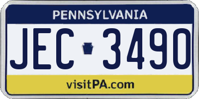 PA license plate JEC3490