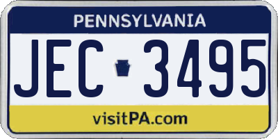 PA license plate JEC3495