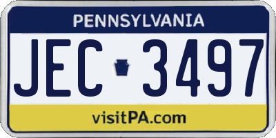 PA license plate JEC3497