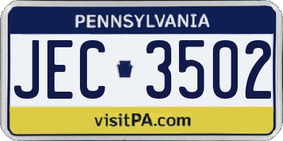 PA license plate JEC3502