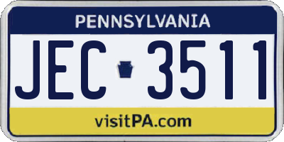 PA license plate JEC3511