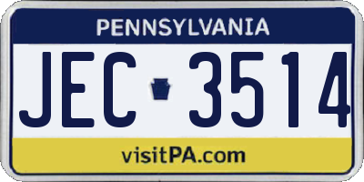 PA license plate JEC3514