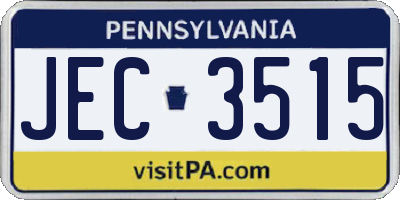 PA license plate JEC3515
