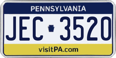 PA license plate JEC3520